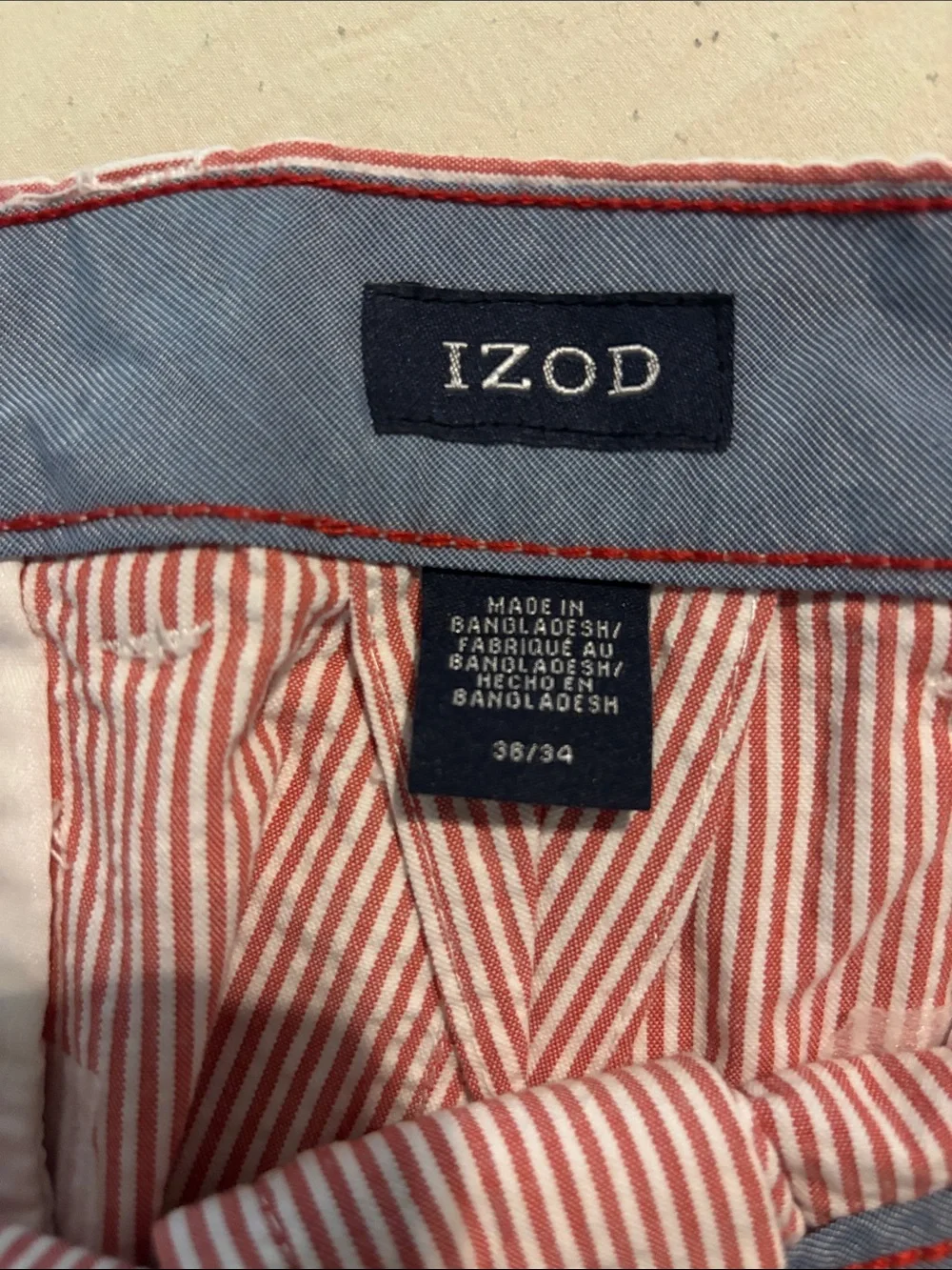 Izod Red & White Striped Chinos